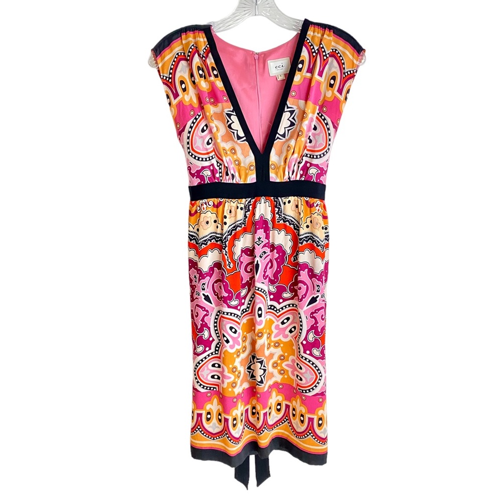 Eci New York 93% Silk 7% Spandex Dress Beautiful Print Size 4
